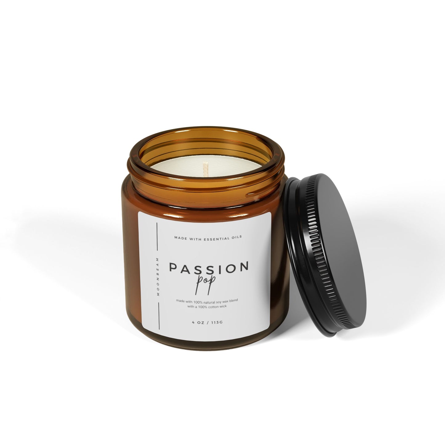 MOONBEAM scented candle Passion Pop white label