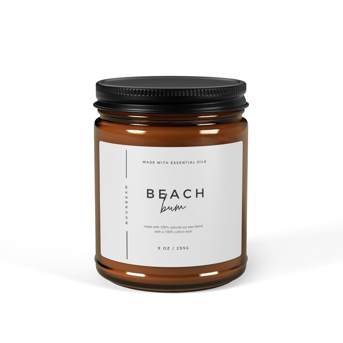 MOONBEAM scented candle Beach Bum white label